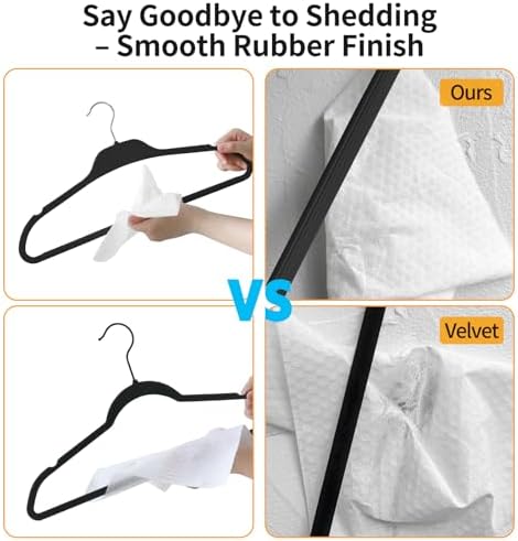 Non-Slip Rubber Coated Hangers, 50 Pack Plastic Clothes Hangers with 360° Swi...