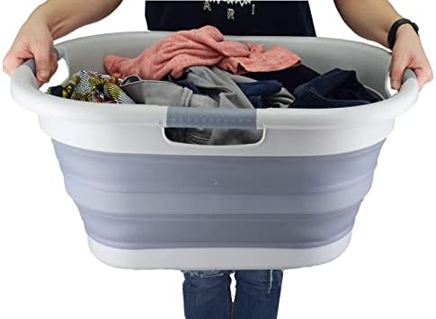 SAMMART 40L (10.5 gallon) Collapsible Plastic Laundry Basket - Foldable Pop U...