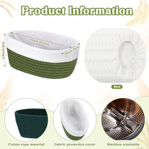 4 Pcs 10 Inch Cotton Rope Banneton Bread Proofing Basket Set Oval Banneton Ba...