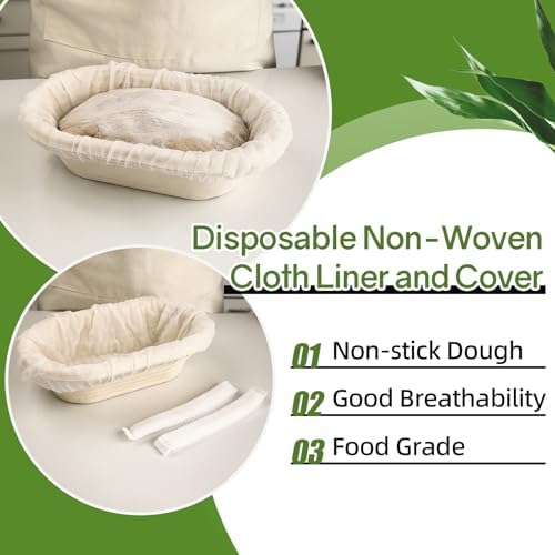 10" Oval Pulp Bread Proofing Basket 6-Pack + 30 Liners Sourdough Banneton