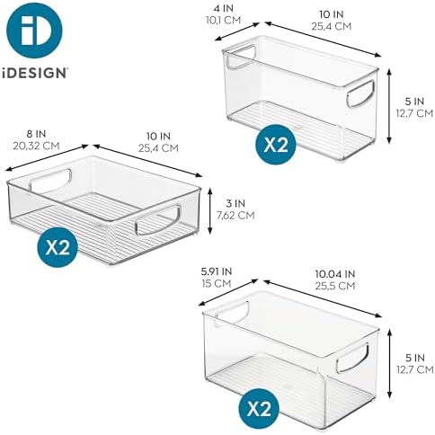 iDesign Stackable Pantry Bins, 2 Small, 2 Medium, and 2 Large Bins, 6 Pack, C...