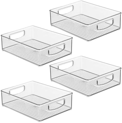 iDesign Plastic Stackable Pantry Bin, Set of 4, Clear
