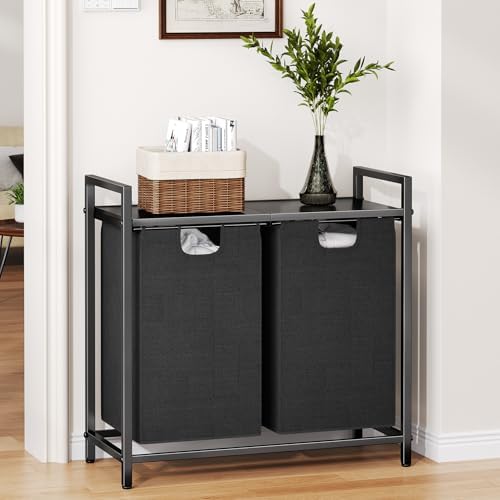 Kitstorack Laundry Basket Organizer, Laundry Hamper with Shelf & 2 Pull-O...