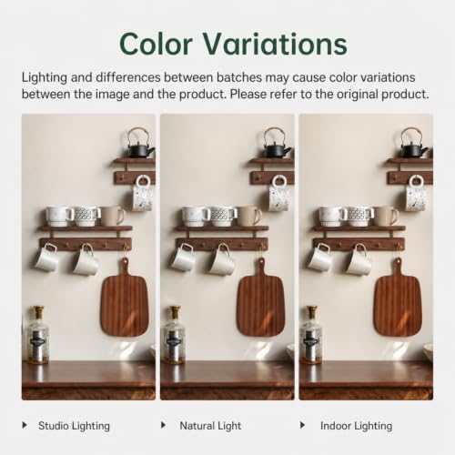Walnut Wall Hooks with Shelf, Coat Rack Wall Mount, Entryway Hanging Shelf wi...