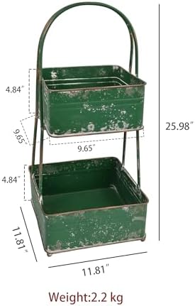Vintage Metal Storage Basket 2-Tier 25.98" H Farmhouse Distressed Kitche...