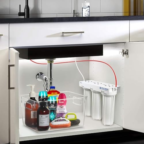 Qilinba Clear Storage Bins 8 Pack for Pantry Organizers, 4 Large Plastic Pant...