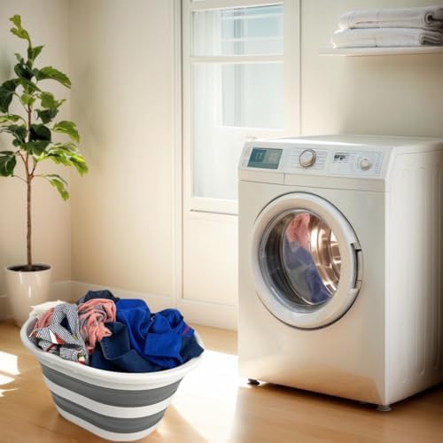 SAMMART 22L (5.8 Gallons) Collapsible Plastic Laundry Basket-Oval Bin/Foldabl...