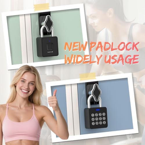Fingerprint Padlock with Code, Combination Lock for Locker with Bluetooth APP...