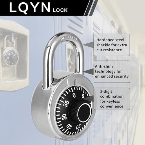 Combination Lock, LQYN Dial Combination Padlock, Pack of 12; Black