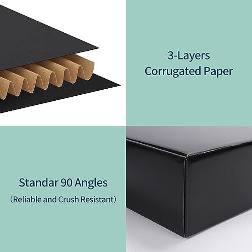 Rempry 12x9x4 Black Shipping Boxes 20 Pack, Large Cardboard Mailer Boxes for ...