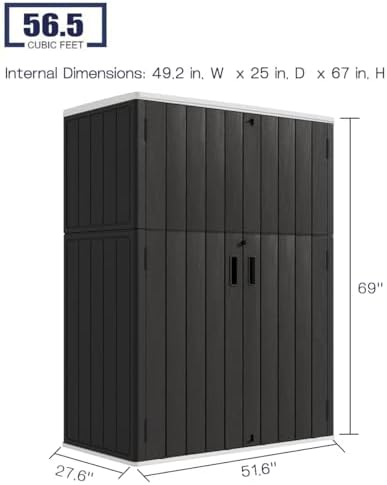 KINYING Outdoor Vertical Storage Shed,57 Cu.ft Outdoor Storage Cabinet Waterp...