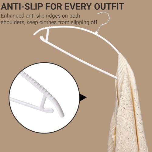 Amber Home 36 Pack White Plastic Hangers with 360° Swivel Hook