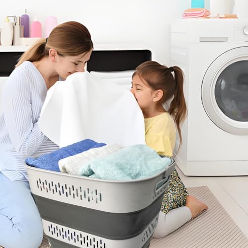 SAMMART 40L (10.5 Gallon) Collapsible Plastic Laundry Basket with Handles - F...