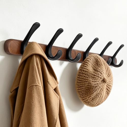 Walnut wall-Mounted Coat Rack 15.76" Spacing
