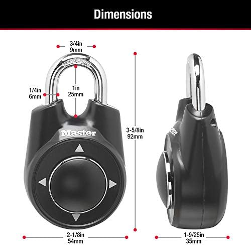 Master Lock 1500iD Set Your Own Directional Combination Padlock, Black