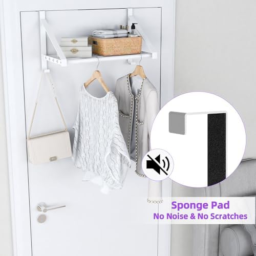 Over The Door Clothes Hanger with 2 Hooks, Stainless Steel Over The Door Hang...