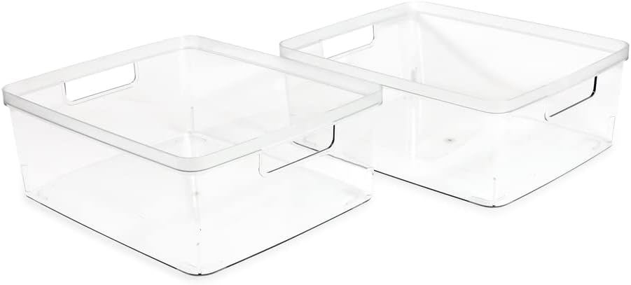Isaac Jacobs 2-Pack Large Clear Storage Bins (11.5” L x 14” W x 5.5” H)