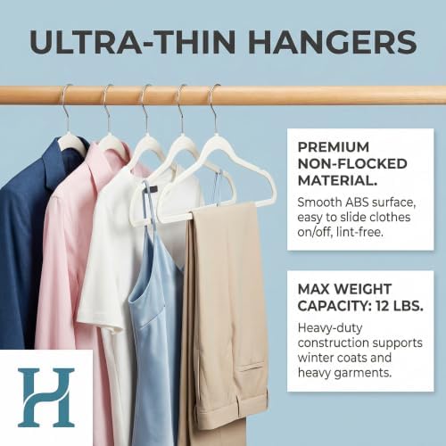HOUSE DAY Ivory Plastic Hangers 50 Pack - Ultra-Thin Heavy Duty Non-Velvet