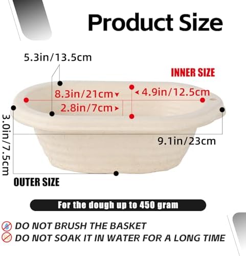 6-Pack 8 Inch Oval Sourdough Bread Proofing Basket