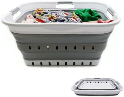 SAMMART 42L (11 gallon) Collapsible Plastic Laundry Basket - Foldable Pop Up ...
