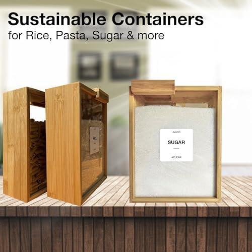AVARO Cereal Containers Storage, BPA-Free Bamboo Cereal Dispenser 2.2L, 2Pc