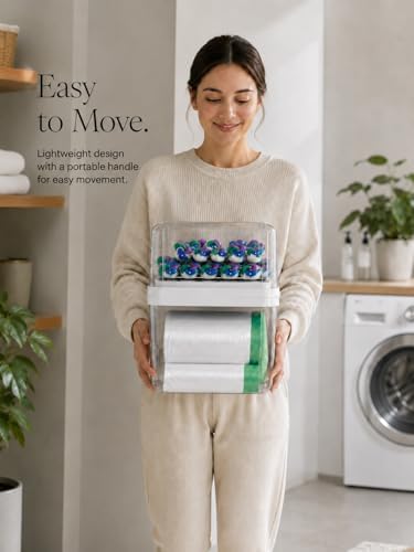 Trash Bag Dispenser Dishwasher Pods Organizer, Clear Acrylic Garbage Bag Hold...