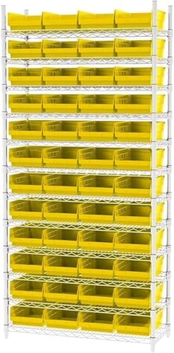 Akro-Mils 30150 Heavy Duty Plastic Shelf Bins, 12"x 8"x 4", Ye...