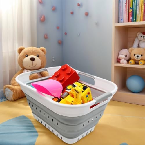 SAMMART 19L (5 gallon) Super Mini Collapsible 3 Handled Plastic Basket - Fold...