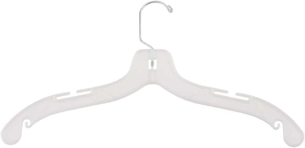 NAHANCO 17” White Mid-Heavyweight Plastic Hanger, 100 Pack