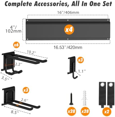 Housolution Garage Wall Organizer 64 Inch - 18Pack Carries 570 lbs