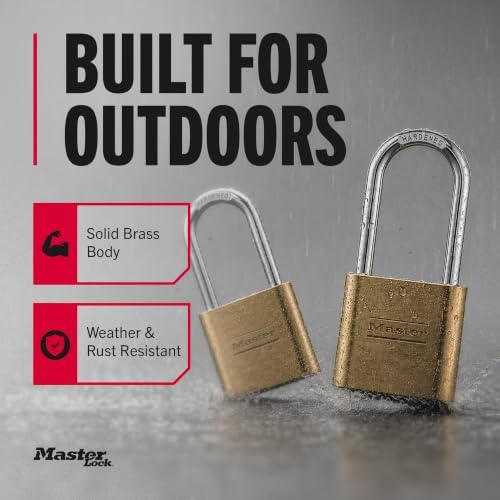 Master Lock Combination Padlock Outdoor Brass Long Shackle 2-Pack 175LHEC2