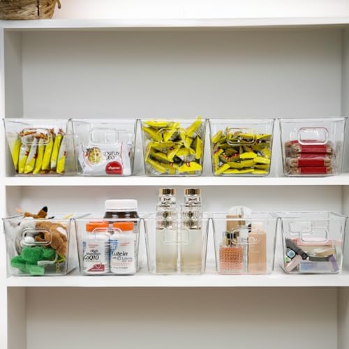 ZEXALOR 10 PACK Clear Storage Bins Clear Storage Containers for Kitchen Pantr...