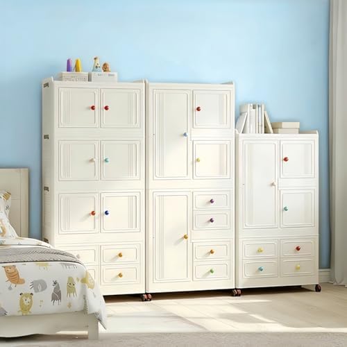 Foldable Storage Cabinet with Wheels & Lids, Large Capacity Closet Organi...