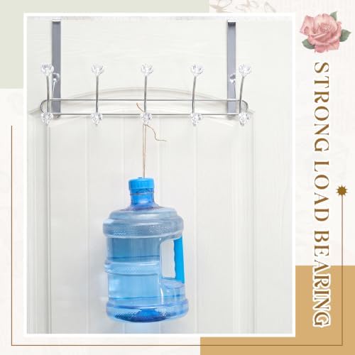 Over The Door Towel Hooks with Crystal Knobs, 10 Hook Heavy Duty Doors Hanger...
