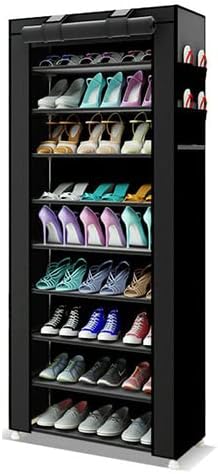 9-Tier Shoe Storage Organizer with Dustproof Cover - Closet Cabinet Shelf Hol...