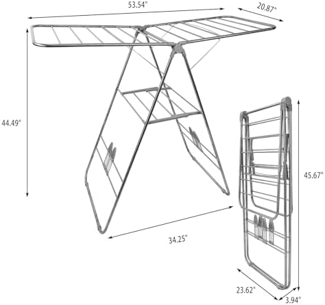 Clothes Drying Rack Foldable -Height Adjustable Laundry Drying Rack Large Spa...