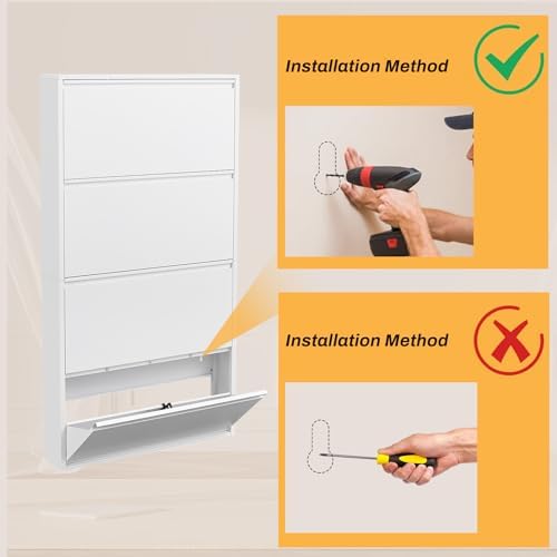LUCYPAL Shoe Cabinet with 4 Flip Drawers for Entryway,Metal Wall Shoe Storage...
