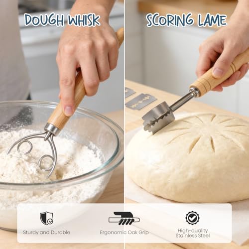Rorecay Sourdough Starter Kit with Banneton Bread Proofing Baskets