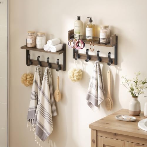 Delamu 32" Coat Rack with Shelf, 4 in 1 Coat Hanger Wall Mount with Shel...