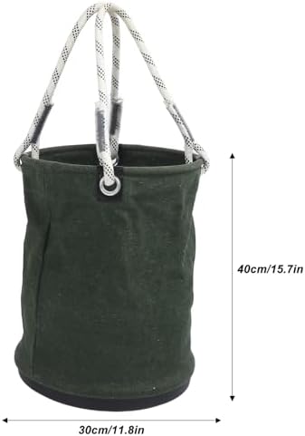 Canvas Bucket, 40x30cm 30KG Load Bearing Canvas Tool Organizer Plastic Bottom...