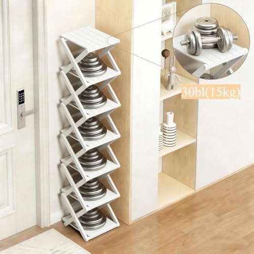 Bamboo Shoe Rack - No Assembly Required, Tall Narrow Foldable Shoe Organizer,...