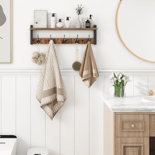Homode Coat Rack with Wall Mount, 24 Inch Long Entryway Wall Shelf with Hooks...