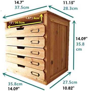 5 Flat Drawer Organizer for Home or Office Desk - Wooden Chest of Drawers - F...