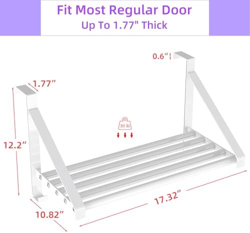 Over The Door Clothes Hanger with 2 Hooks, Stainless Steel Over The Door Hang...