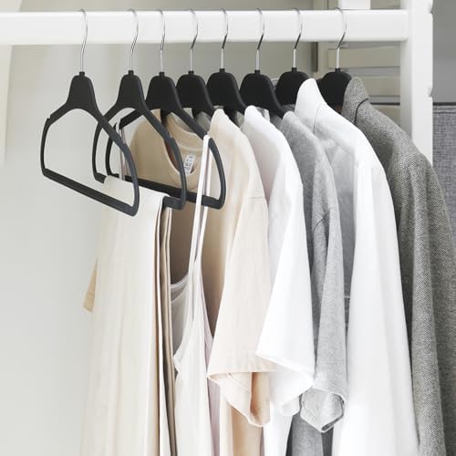 Non-Slip Rubber Coated Hangers, 50 Pack Plastic Clothes Hangers with 360° Swi...