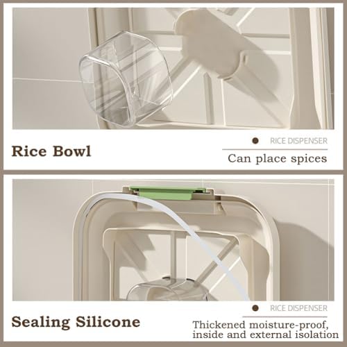 Food-Grade Rice Storage Container with Measuring Cup/Wheels – Airtight, Anti-...