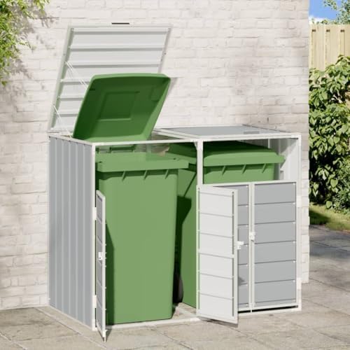 vidaXL Wheelie Bin Storage for Double Bins Gray 56.7"x31.9"x44.5&qu...