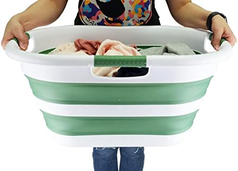 SAMMART 40L (10.5 gallon) Collapsible Plastic Laundry Basket - Foldable Pop U...