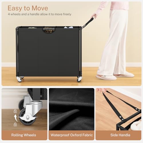 Laundry Sorter, Rolling Laundry Hamper with 3 Section Pull-Out Bags, Laundry ...