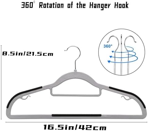 Plastic Clothes Hangers 50 Pack, Slim Space Saving Hangers with Anti-Slip Gri...